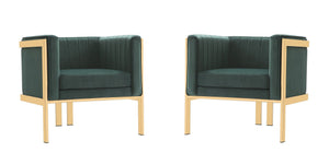 Manhattan Comfort Paramount Mid-Century Modern Accent Chair (Set of 2) Forest Green and Polished Brass 2-AC053-GR