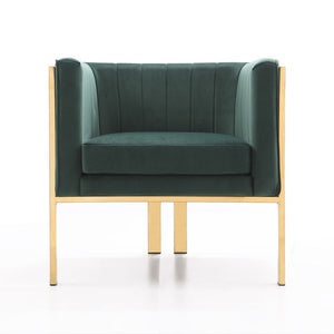 Manhattan Comfort Paramount Mid-Century Modern Accent Chair (Set of 2) Forest Green and Polished Brass 2-AC053-GR