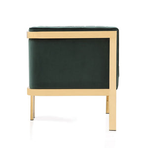 Manhattan Comfort Paramount Mid-Century Modern Accent Chair (Set of 2) Forest Green and Polished Brass 2-AC053-GR
