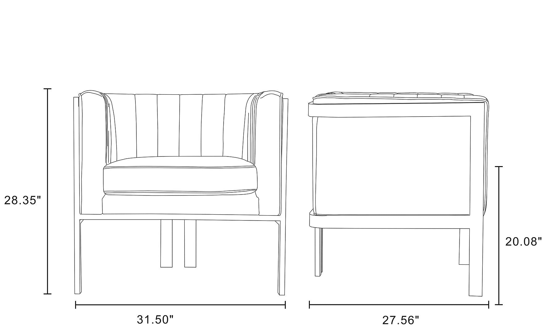 Manhattan Comfort Paramount Mid-Century Modern Accent Chair (Set of 2) Warm Grey and Polished Brass 2-AC053-GY