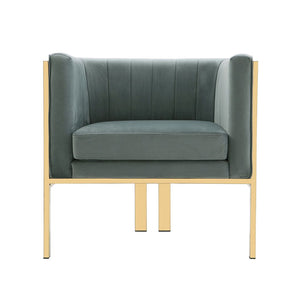 Manhattan Comfort Paramount Mid-Century Modern Accent Chair (Set of 2) Warm Grey and Polished Brass 2-AC053-GY