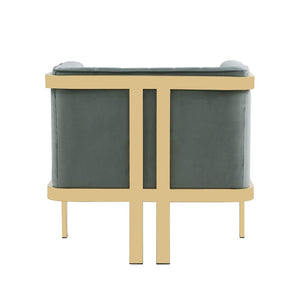 Manhattan Comfort Paramount Mid-Century Modern Accent Chair (Set of 2) Warm Grey and Polished Brass 2-AC053-GY