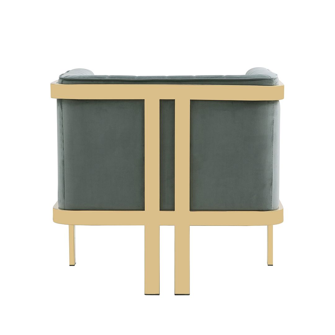 Manhattan Comfort Paramount Mid-Century Modern Accent Chair (Set of 2) Warm Grey and Polished Brass 2-AC053-GY