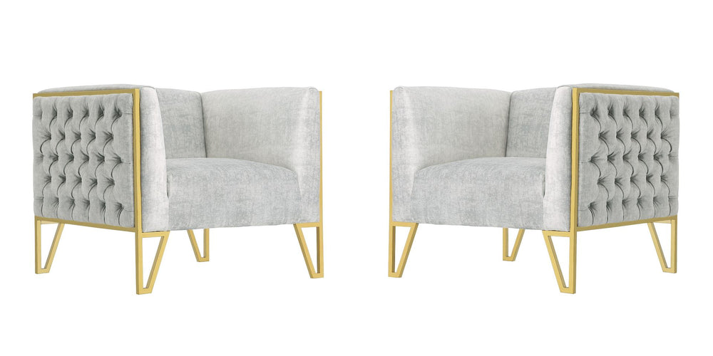 Manhattan Comfort Vector Mid-Century Modern Accent Chair (Set of 2) Grey and Gold 2-AC054-GY