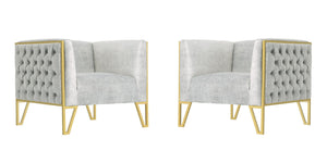 Manhattan Comfort Vector Mid-Century Modern Accent Chair (Set of 2) Grey and Gold 2-AC054-GY