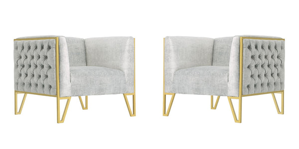 Manhattan Comfort Vector Mid-Century Modern Accent Chair (Set of 2) Grey and Gold 2-AC054-GY