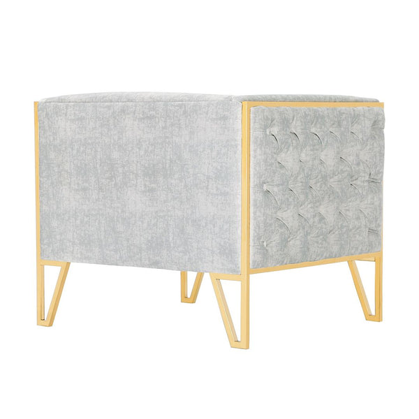 Manhattan Comfort Vector Mid-Century Modern Accent Chair (Set of 2) Grey and Gold 2-AC054-GY