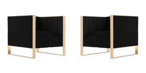 Manhattan Comfort Trillium Mid-Century Modern Accent Chair (Set of 2) Black and Gold 2-AC055-BK