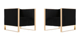 Manhattan Comfort Trillium Mid-Century Modern Accent Chair (Set of 2) Black and Gold 2-AC055-BK