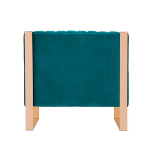 Manhattan Comfort Trillium Mid-Century Modern Accent Chair (Set of 2) Teal and Gold 2-AC055-TL