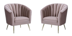 Manhattan Comfort Rosemont Mid-Century Modern Accent Chair (Set of 2) Blush and Gold 2-AC056-BH