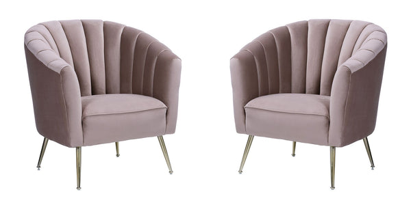 Manhattan Comfort Rosemont Mid-Century Modern Accent Chair (Set of 2) Blush and Gold 2-AC056-BH