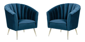 Manhattan Comfort Rosemont Mid-Century Modern Accent Chair (Set of 2) Blue and Gold 2-AC056-BL