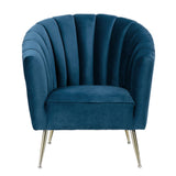 Manhattan Comfort Rosemont Mid-Century Modern Accent Chair (Set of 2) Blue and Gold 2-AC056-BL