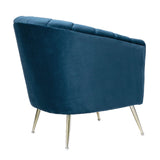Manhattan Comfort Rosemont Mid-Century Modern Accent Chair (Set of 2) Blue and Gold 2-AC056-BL