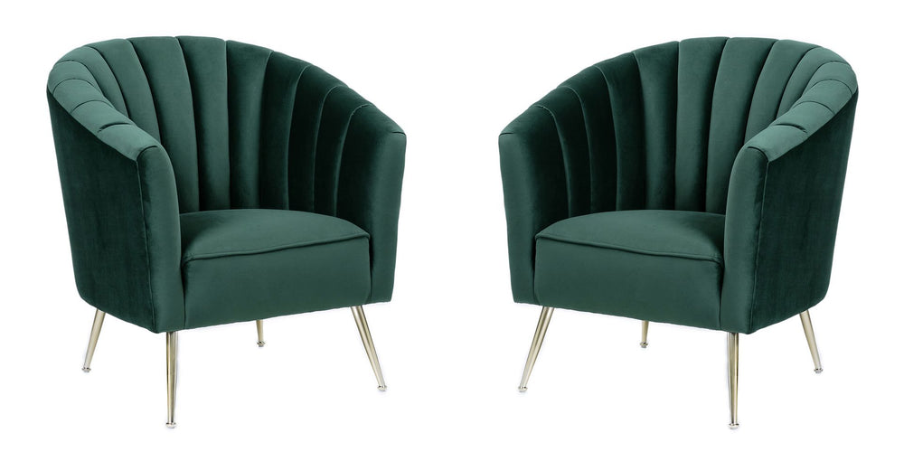 Manhattan Comfort Rosemont Mid-Century Modern Accent Chair (Set of 2) Green and Gold 2-AC056-GR