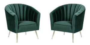 Manhattan Comfort Rosemont Mid-Century Modern Accent Chair (Set of 2) Green and Gold 2-AC056-GR
