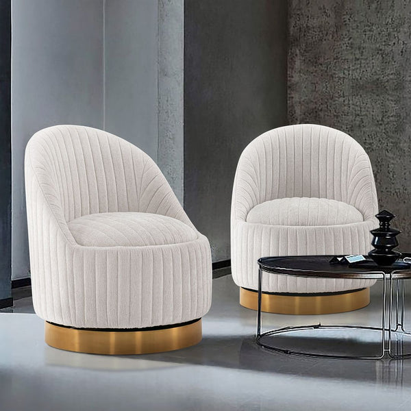 Manhattan Comfort Leela Modern Accent Chair - Set of 2 Cream 2-AC058-CR