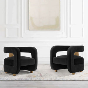 Manhattan Comfort Amirah Modern Accent Chair - Set of 2 Black 2-AC060-BK