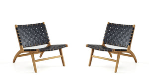 Manhattan Comfort Maintenon Industry Chic Accent Chair - Set of 2 Black and Nature 2-ACCA03-NA