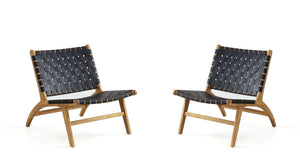 Manhattan Comfort Maintenon Industry Chic Accent Chair - Set of 2 Black and Nature 2-ACCA03-NA