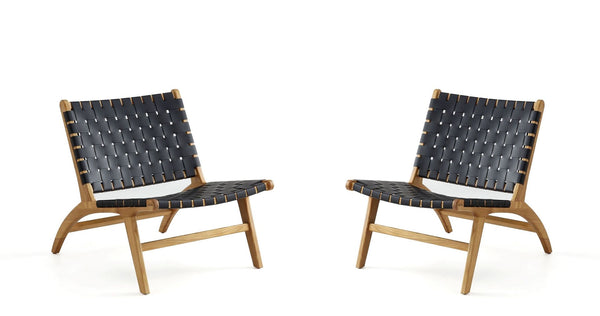 Manhattan Comfort Maintenon Industry Chic Accent Chair - Set of 2 Black and Nature 2-ACCA03-NA