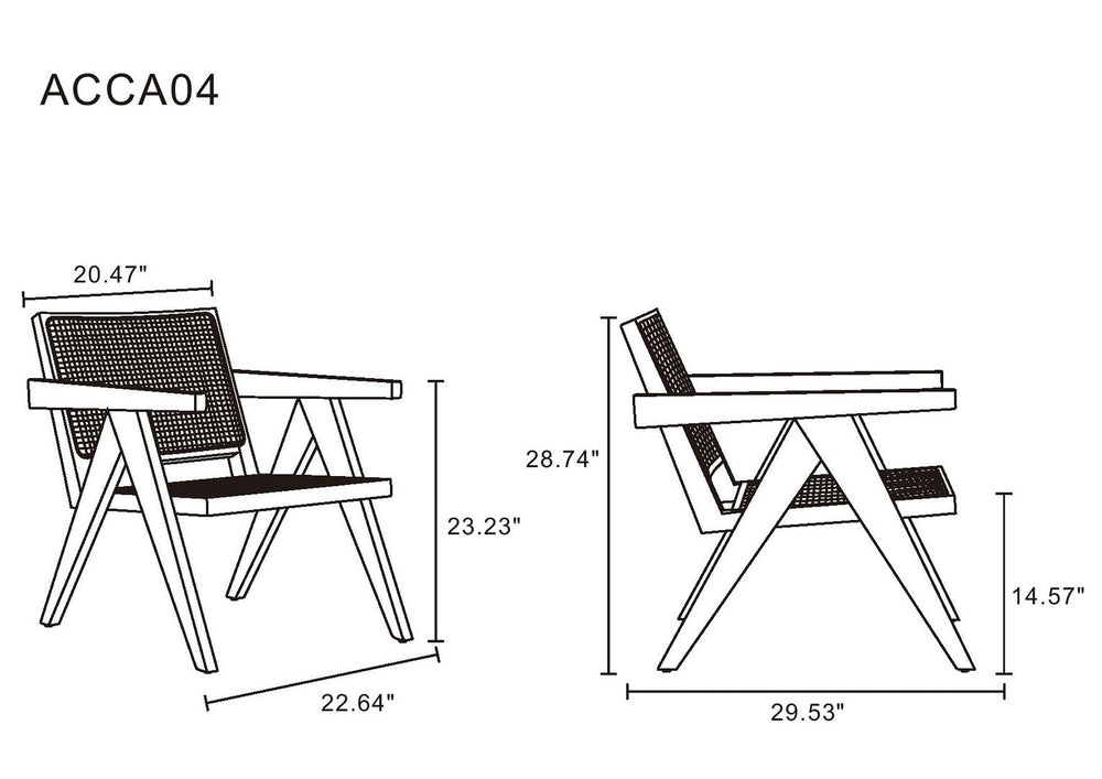 Manhattan Comfort Hamlet Industry Chic Accent Chair - Set of 2 Black and Natural Cane 2-ACCA04-BK