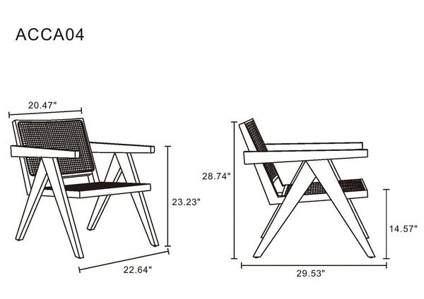 Manhattan Comfort Hamlet Industry Chic Accent Chair - Set of 2 Black and Natural Cane 2-ACCA04-BK