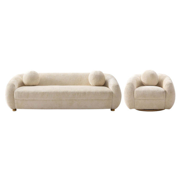 Tribeca Sofa and Accent Chair in Cream - Set of 2 2-ACSF16-CR Manhattan Comfort