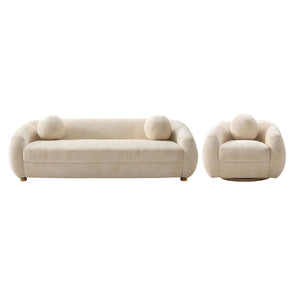 Tribeca Sofa and Accent Chair in Cream - Set of 2 2-ACSF16-CR Manhattan Comfort