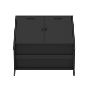 Manhattan Comfort 2-piece Naomi Accent Cabinet Set With 8 Adjustable Shelves For Stylish Home Organization Solutions Black Steel 2-af067-bk