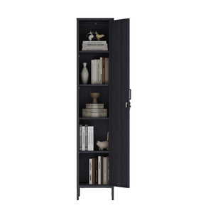 Manhattan Comfort 2-piece Naomi Accent Cabinet Set With 8 Adjustable Shelves For Stylish Home Organization Solutions Black Steel 2-af067-bk