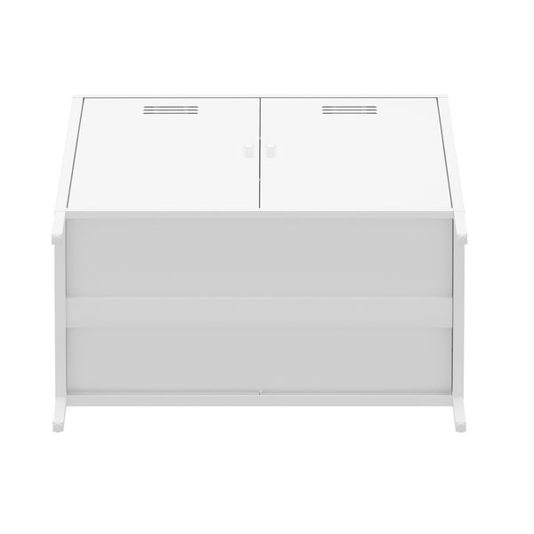 Manhattan Comfort 2-piece Naomi Accent Cabinet Set With 8 Adjustable Shelves For Stylish Home Organization Solutions White Steel 2-af067-wh