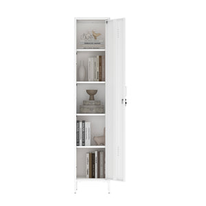 Manhattan Comfort 2-piece Naomi Accent Cabinet Set With 8 Adjustable Shelves For Stylish Home Organization Solutions White Steel 2-af067-wh