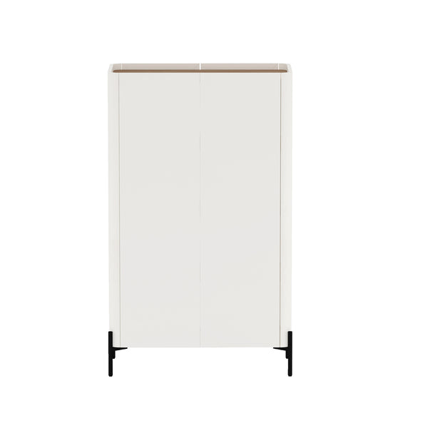 Manhattan Comfort 2-piece Abbey Accent Cabinet & Bookcase Set - Elegant Storage With Adjustable Shelves For Any Space Maple And Off White Mdp 2-afbc042-ow