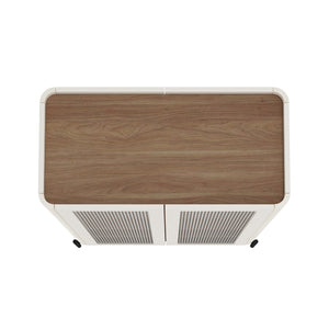 Manhattan Comfort 2-piece Abbey Accent Cabinet & Bookcase Set - Elegant Storage With Adjustable Shelves For Any Space Maple And Off White Mdp 2-afbc042-ow