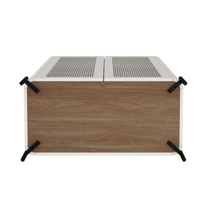 Manhattan Comfort 2-piece Abbey Accent Cabinet & Bookcase Set - Elegant Storage With Adjustable Shelves For Any Space Maple And Off White Mdp 2-afbc042-ow