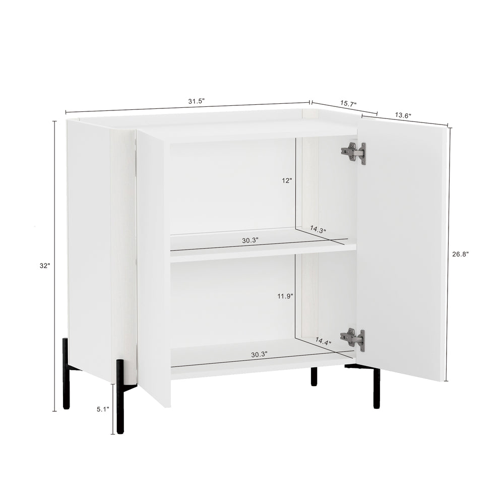 Manhattan Comfort 2-piece Abbey Accent Cabinet & Bookcase Set - Elegant Storage With Adjustable Shelves For Any Space White Mdp 2-afbc042-wh
