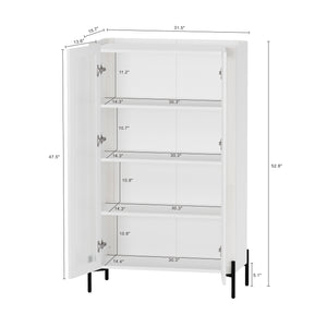 Manhattan Comfort 2-piece Abbey Accent Cabinet & Bookcase Set - Elegant Storage With Adjustable Shelves For Any Space White Mdp 2-afbc042-wh