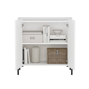 Manhattan Comfort 2-piece Abbey Accent Cabinet & Bookcase Set - Elegant Storage With Adjustable Shelves For Any Space White Mdp 2-afbc042-wh