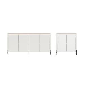 Manhattan Comfort 2-piece Abbey Accent Cabinet And Sideboard - Elegant Design With 6 Adjustable Shelves For Stylish Storage Maple And Off White Mdp 2-afsb046-ow