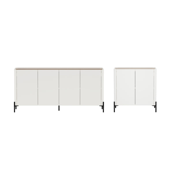 Manhattan Comfort 2-piece Abbey Accent Cabinet And Sideboard - Elegant Design With 6 Adjustable Shelves For Stylish Storage Maple And Off White Mdp 2-afsb046-ow