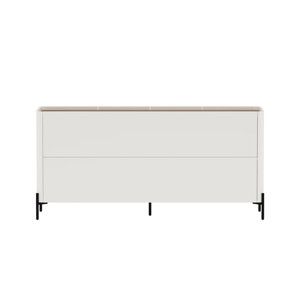 Manhattan Comfort 2-piece Abbey Accent Cabinet And Sideboard - Elegant Design With 6 Adjustable Shelves For Stylish Storage Maple And Off White Mdp 2-afsb046-ow