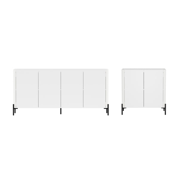 Manhattan Comfort 2-piece Abbey Accent Cabinet And Sideboard - Elegant Design With 6 Adjustable Shelves For Stylish Storage White Mdp 2-afsb046-wh