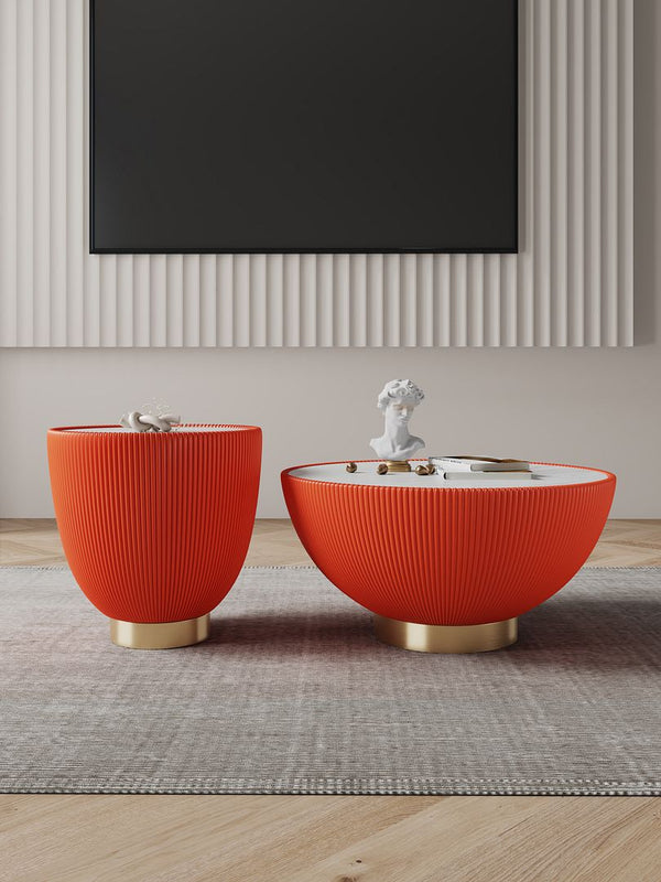 Anderson Coffee Table and End Table 2.0 in Orange - Set of 2 2-AT01-OR Manhattan Comfort