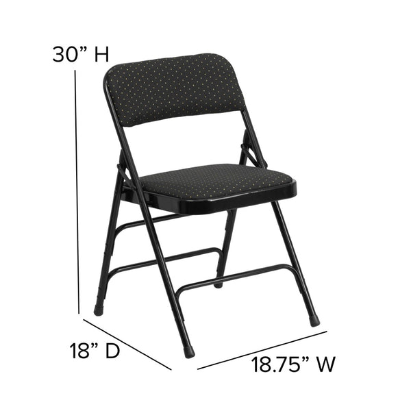 English Elm 2 Pack HERCULES Series Durable Curved Metal Folding Chairs with Comfortable Padded Seats for Events Black Patterned 2-AW-MC309AF-BLK-GG