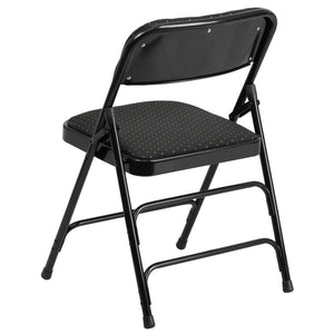 English Elm 2 Pack HERCULES Series Durable Curved Metal Folding Chairs with Comfortable Padded Seats for Events Black Patterned 2-AW-MC309AF-BLK-GG