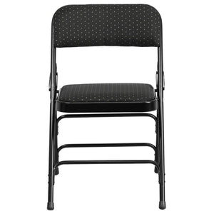 English Elm 2 Pack HERCULES Series Durable Curved Metal Folding Chairs with Comfortable Padded Seats for Events Black Patterned 2-AW-MC309AF-BLK-GG