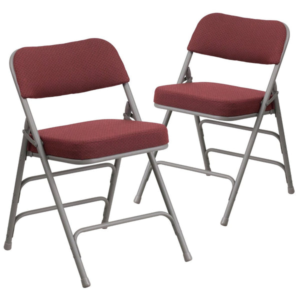English Elm 2 Pack HERCULES Series Premium Curved Folding Chairs - Stylish Comfort for Events & Everyday Use Burgundy 2-AW-MC320AF-BG-GG