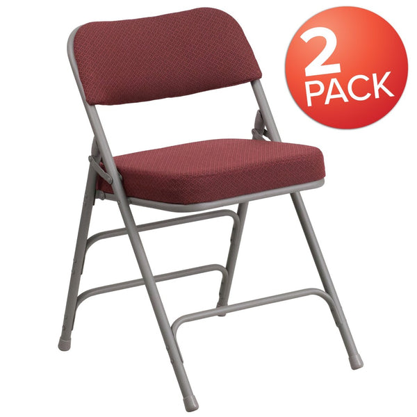 English Elm 2 Pack HERCULES Series Premium Curved Folding Chairs - Stylish Comfort for Events & Everyday Use Burgundy 2-AW-MC320AF-BG-GG